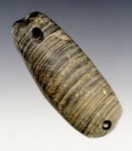 3 7/16" Bar Weight with birdstone style drilling found in Allen Co., Indiana. Ex. Carol Emerson.