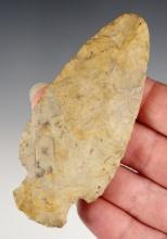 3 1/2" Ohio Bottleneck-style point made from Flint Ridge Flint that shows excellent age on surface.