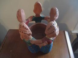 Pottery Figural Circle Planter