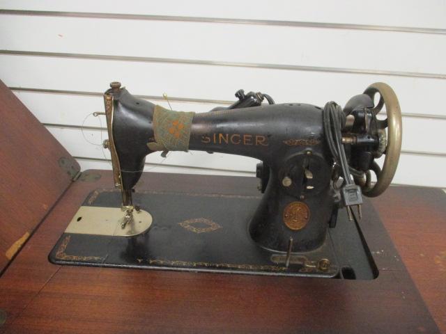 Antique Singer Sewing Machine in Cabinet