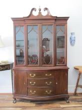 Georgian Reproductions Mahogany China Cabinet with Ball and Claw Feet