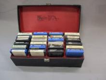 24 Vintage 8 Track Tapes in Carrying Case