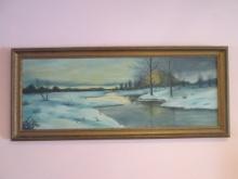 Vintage Original Winter Landscape Painting