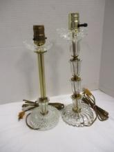 Two Electric Clear Glass Post Lamps