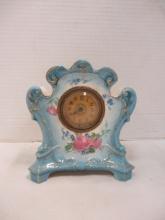 Vintage Handpainted Royal Bonn German Porcelain Windup Table Clock