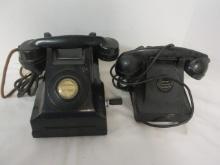 Vintage Western Electric Bell System and TEL Black Bakelite Desk Intercom Phones