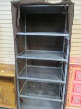 Industrial Metal 5-Shelf Open Cabinet with Fabric Cover
