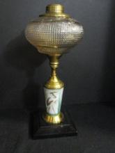 Painted Oil Lamp on Black Base