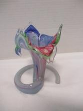 Art Glass Murano Style Standing Flower