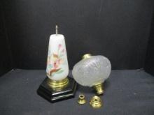 Handpainted Oil Lamp on Black Base