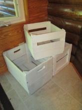 Three Painted White Wood Fruit Crates