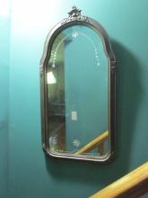 Vintage Molded Arch Top Mirror with Reverse Etched Floral Designs