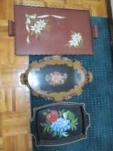 Three Vintage Serving Trays