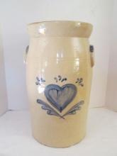 Handpainted Stoneware Churn with Lid