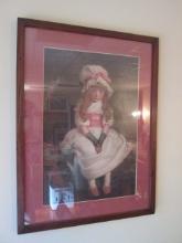 Framed and Matted Victorian Child Print in Reclaimed Pine Frame