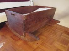 Antique Rustic Hand Made SOLID Wood Baby Cradle