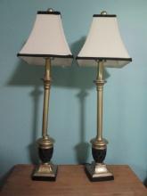 Pair of Black and Gold Buffet Lamps