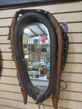 Vintage Leather Horse Collar and Hames Mirror
