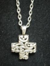 Sterling Silver Cross Pendant on Silver Tone Chain