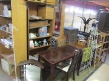 Center Garage Grouping Contents-Bookcases, Mahogany Finish Desk and Chair,