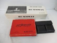 Vintage Game Lot - Rummway, AutoBridge and Playing Cards in Holder