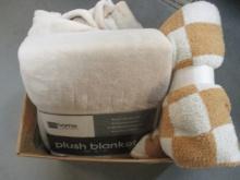 3 Plush Blankets - 2 with Packaging