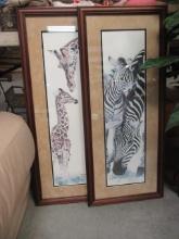 Pair of Signed and Numbered P.M. Fitzpatrick Animal Prints - Giraffe, Zebra