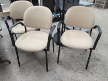 Three KI Upholstered Seat/Back Stacking Lobby/Guest Arm Chairs