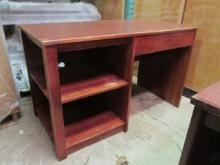 Wood Desk with Knee Drawer and Open Shelf End