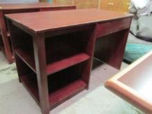 Wood Desk with Knee Drawer and Open Shelf End