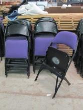 20 Clarin Black Metal Folding Chairs with Purple Upholstered Seat/Back