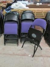 20 Clarin Black Metal Folding Chairs with Purple Upholstered Seat/Back
