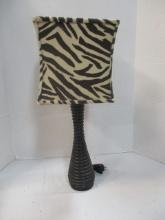 Bronzed Sculpted Resin Lamp with Animal Print Shade