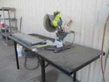 9' x 3' Table W/Ryobi Electric Saw & Rollers