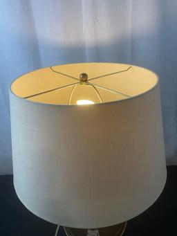 Large Bubbled Glass Lamp w/ Large Cream Shade