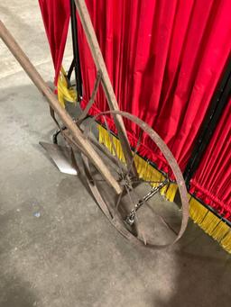 Antique wood & Metal Tiller - Fair to good condition - Rolls nicely- See pics