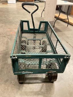 Green Metal Pull Cart - Fair to good condition - Flat tires