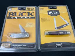 5x Modern Buck Folding Pocket Knives, 325, 326, 327, 372, & 389