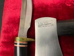 NIB Marbles Belt Axe & Knife no. 171 Set, Leather Sheath