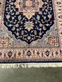 Vintage Karastan Kara Shah 100% Wool Blue & Pink Persian Rug Pattern Navy Serapi. 66" x 90" See