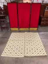 Vintage Japanese Tatami Floor Mat w/ Red, Green & Yellow Stripes. Measures 72" x 68.5" See pics.