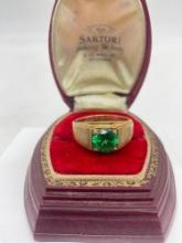 10k yellow gold 4.95 grams mens sz 9 ring with large Emerald setting