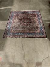 Vintage Wool Blue & Red Persian Floor Rug w/ Floral Paisley Pattern. Measures 89" x 80" See pics.