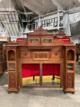 Antique 1800s German Ornately Spoon Carved Wooden Wall Display Cabinet w/ 3 Cupboards. See pics.