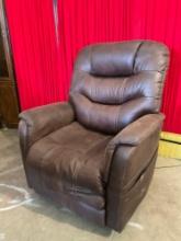 La-Z-Boy Viva Lift Brown Leather Upholstered Power Recliner Model HSW310-VA. Tested, Works. See