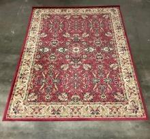 Armoni Collection Claret Red Area Rug, 8 x 11 feet, Persian style pattern w/ Cream and floral bor...