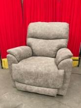 Power Recliner Chair w/ Gray Stonewashed Faux Leather Upholstery. Tested, Working. See pics.
