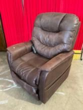 La-Z-Boy Viva Lift Brown Leather Power Recliner Chair Model HSW310BVA. Tested, Works. See pics.