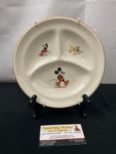 Vintage 1930s Mickey Mouse Disney Patriot China Divided plate