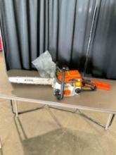 STIHL MS 180 C Gas Powered Chainsaw w/ Safety Glasses & 2 Stroke Oil - See pics